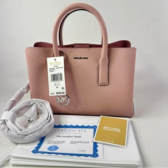 NWT Women’s Michael Kors Small Ruthie Satchel/Tote Pink Leather Handbag - Picture 5 of 7
